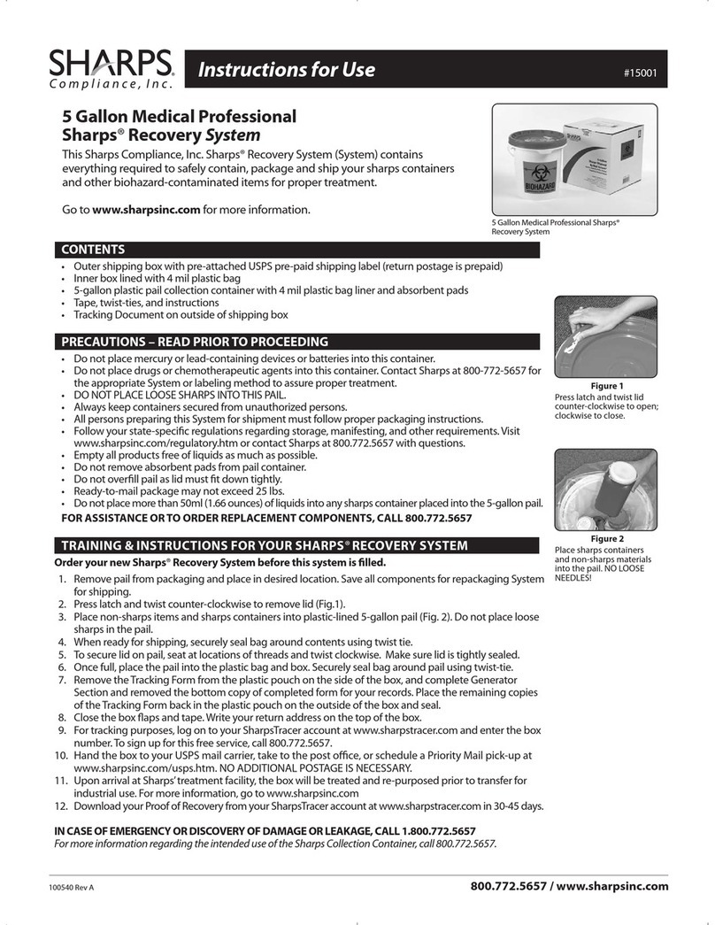 Sharps Comliance 15001 User manual