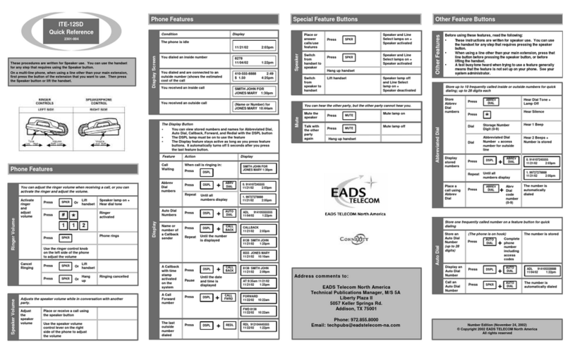 Eads Telecom ITE-12SD quick reference