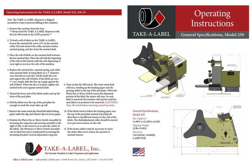 TAKE-A-LABEL 250 operating instructions