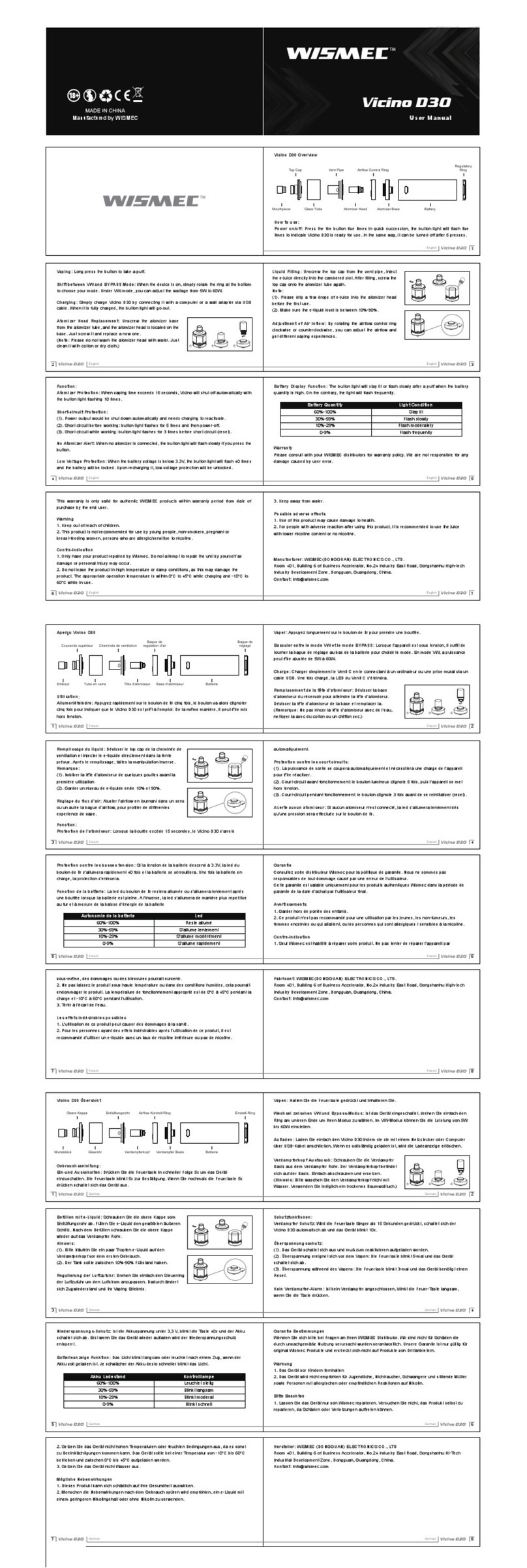 Wismec Vicino D30 user manual