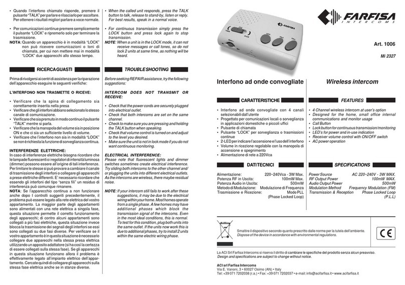 Farfisa Mi 2327 User manual