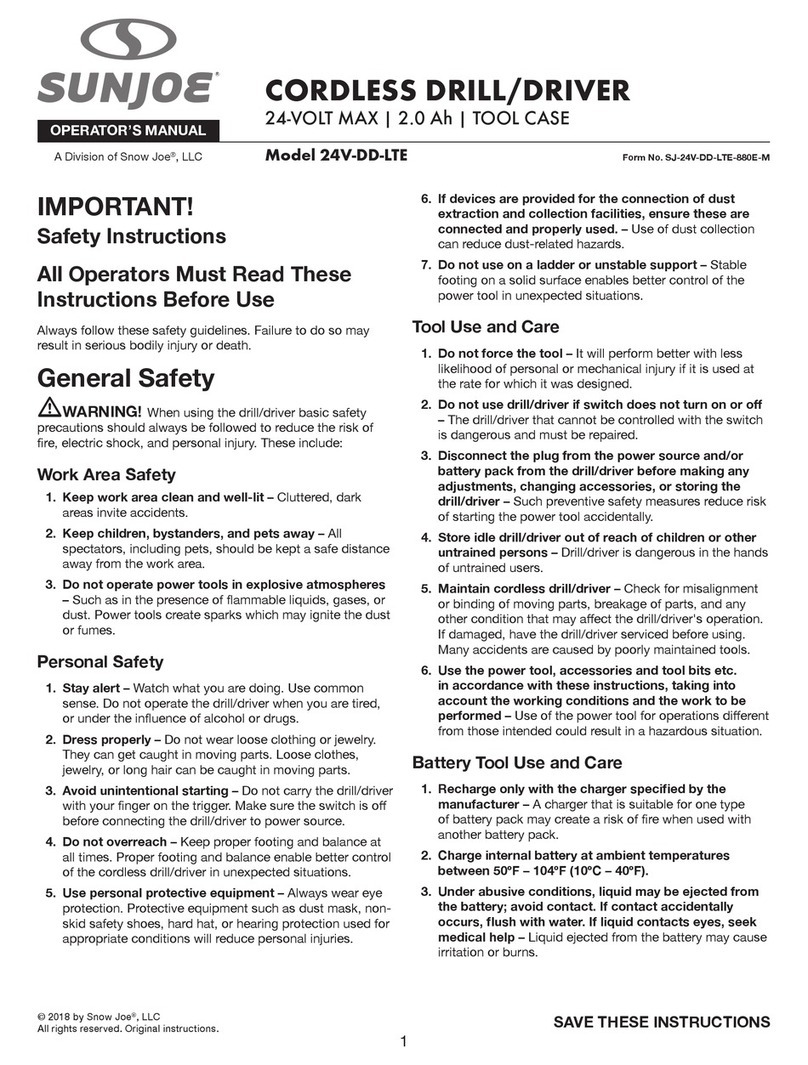 sunjoe 24V-DD-LTE Operator's manual