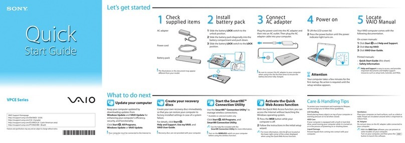 Sony VAIO VPCE Series quick start guide