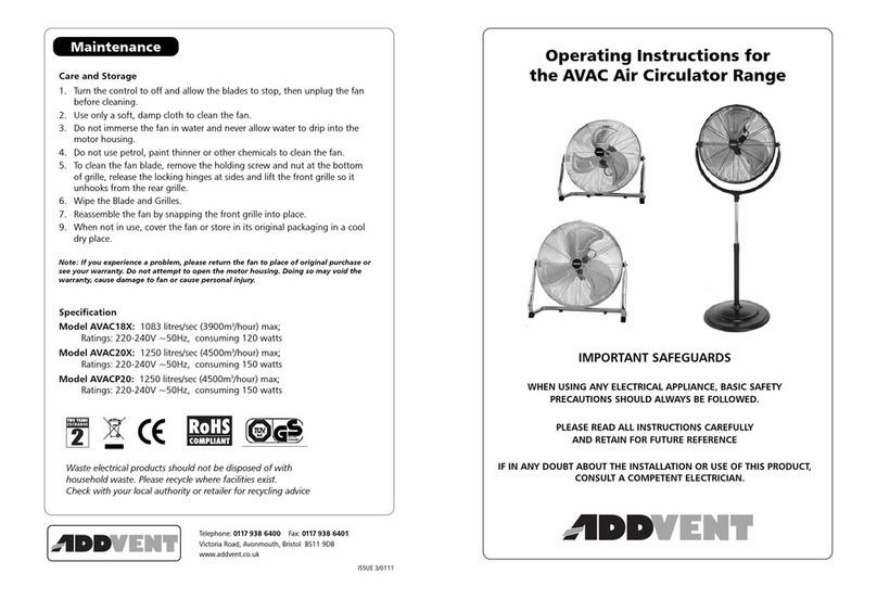 Addvent AVAC18X operating instructions