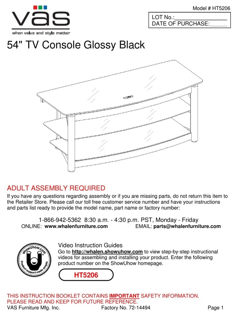 VAS 54 inch TV Console Glossy Black User manual