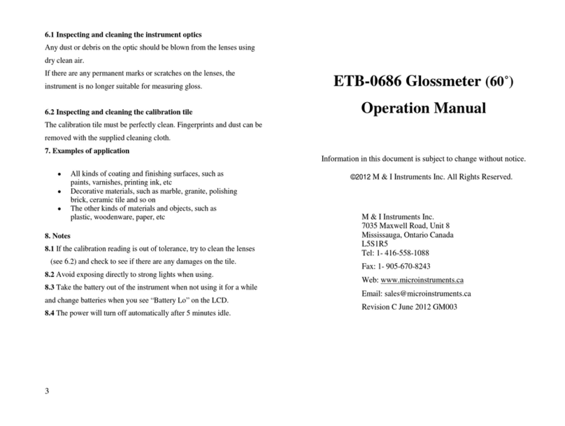 M & I Instruments ETB-0686 User manual