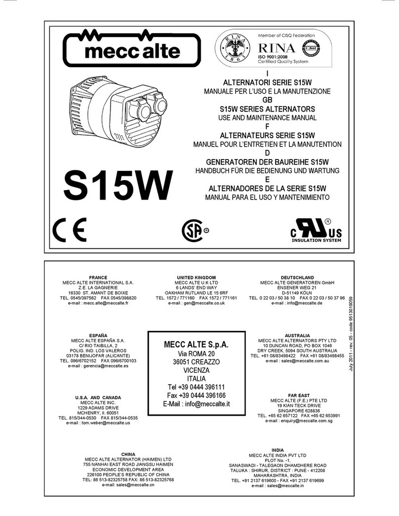 Mecc Alte S15W SERIES Use and maintenance manual