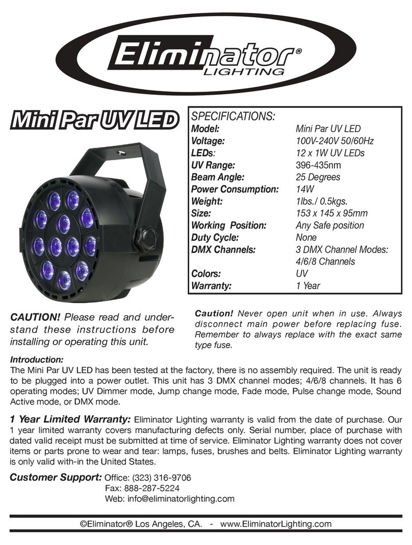 Eliminator Lighting Mini Par UV LED manual