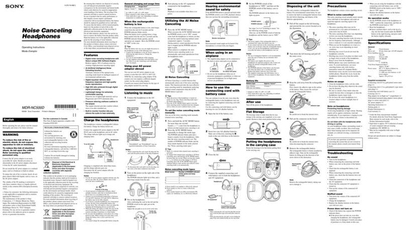 Sony DIGITAL NOISE CANCELING HEADPHONES... User manual