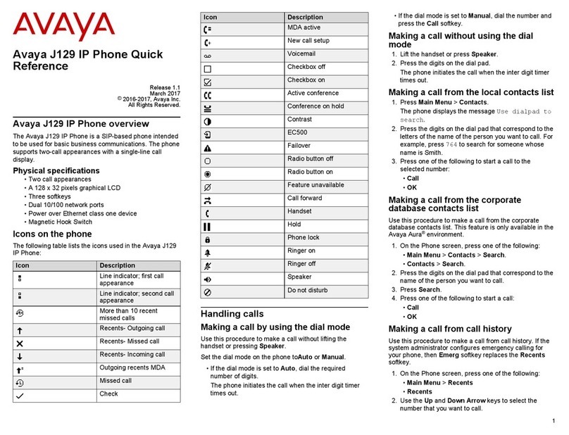Avaya J129 User manual