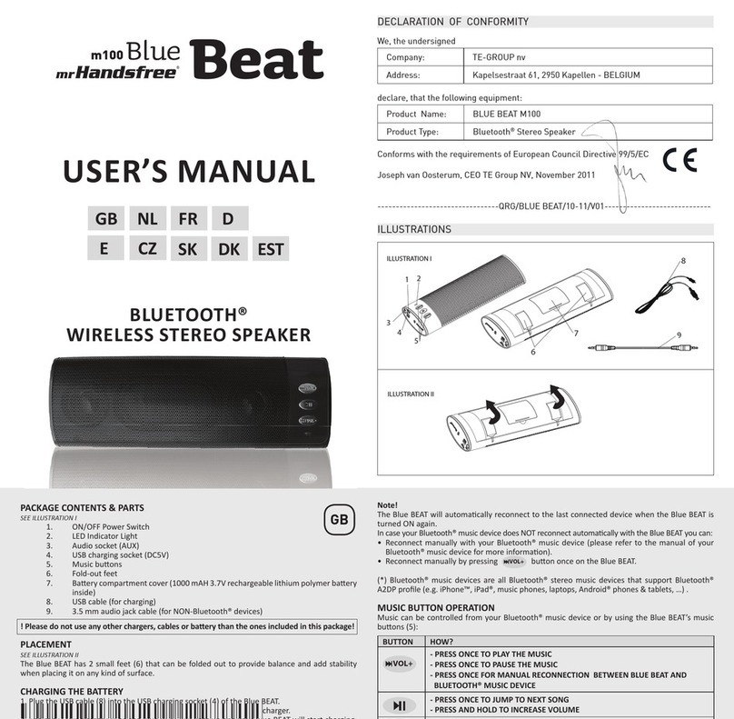 MRHANDSFREE BlueBeat m100 user manual