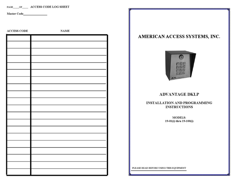 AMERICAN ACCESS SYSTEMS 19-01i Installation and programming instructions