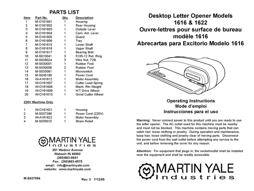 Martin Yale 1622 operating instructions