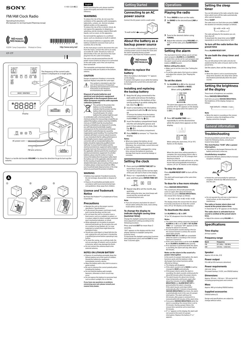 Sony ICF-C1T User manual