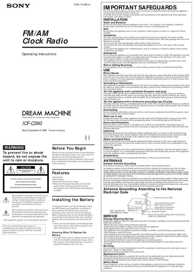 Sony DREAM MACHINE ICF-C390 User manual