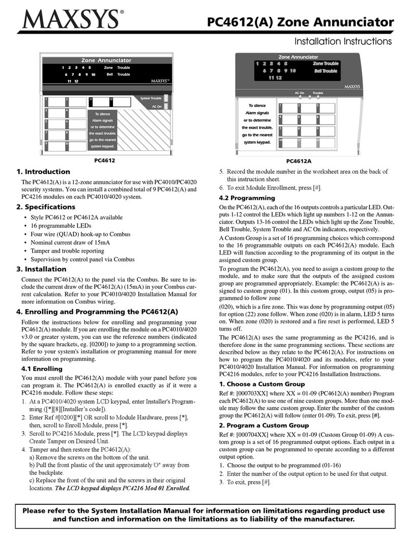 DSC MAXSYS PC4612 Service manual