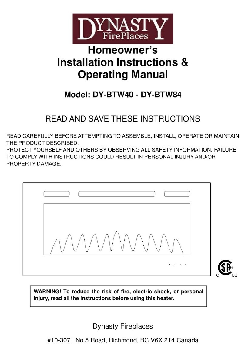 Dynasty Fireplaces DY-BTW40 Home owner's installation instructions & operating manual