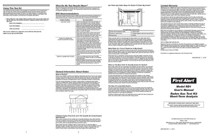 First Alert RD1 user manual