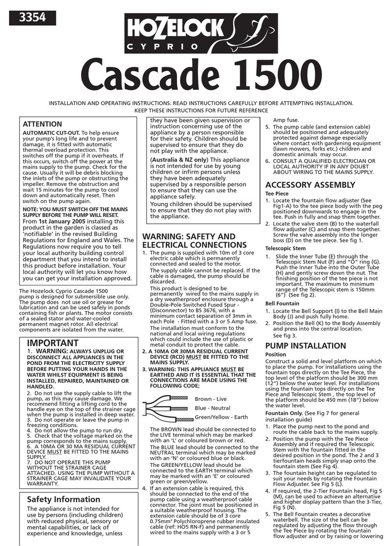 Hozelock Cyprio Cascade 1500 User manual
