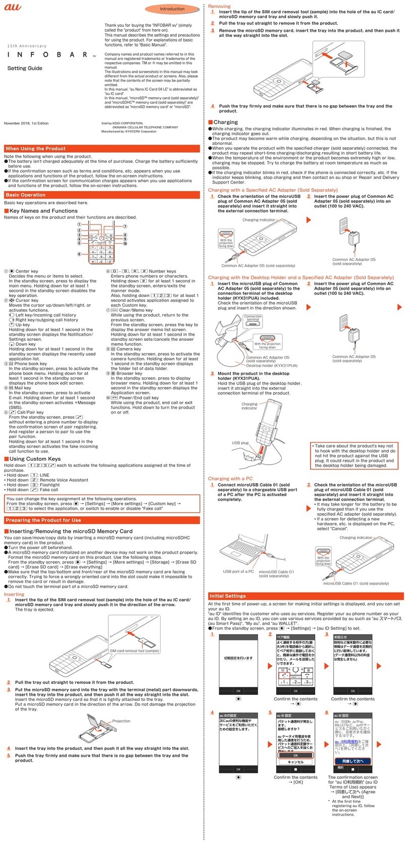 Kyocera Infobar xv Setting-up guide