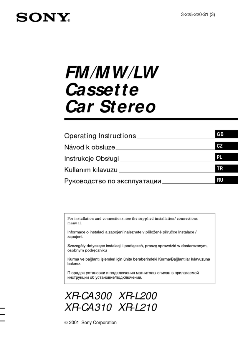Sony XR-CA300 - Fm-am Cassette Car Stereo operating instructions