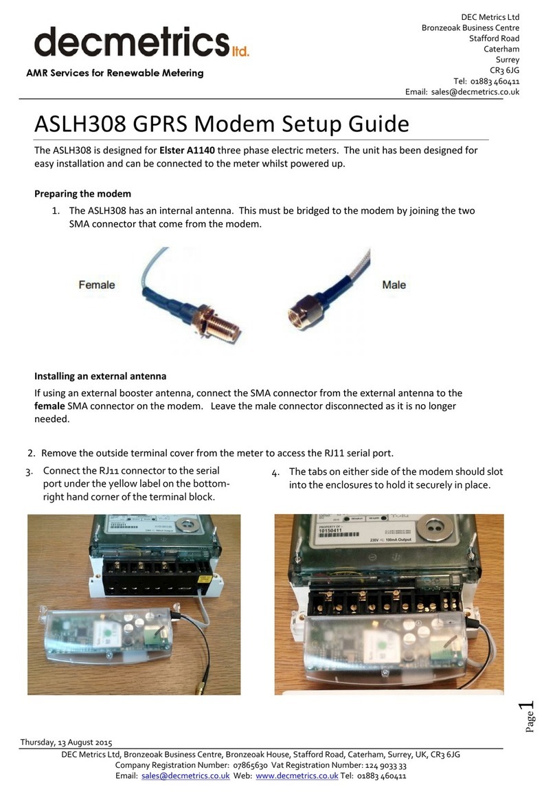 Decmetrics ASLH308 Instruction & setup manual