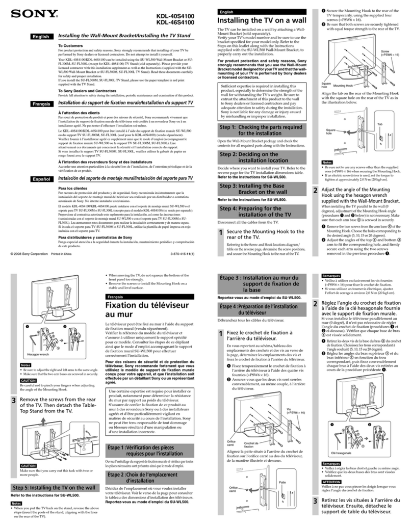 Sony Bravia KDL-40S4100 User manual