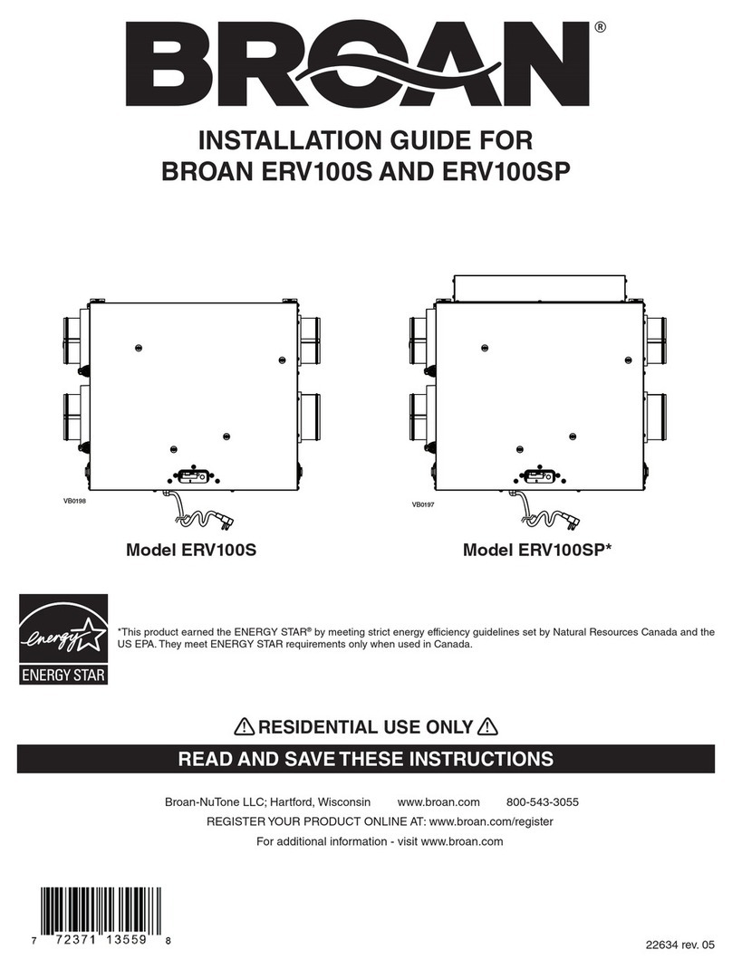 Broan ERV100SP Series installation guide
