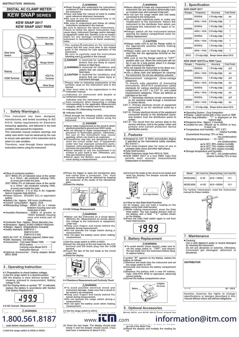 KYORITSU KEW SNAP Series User manual KYORITSU KEW SNAP Series User manual