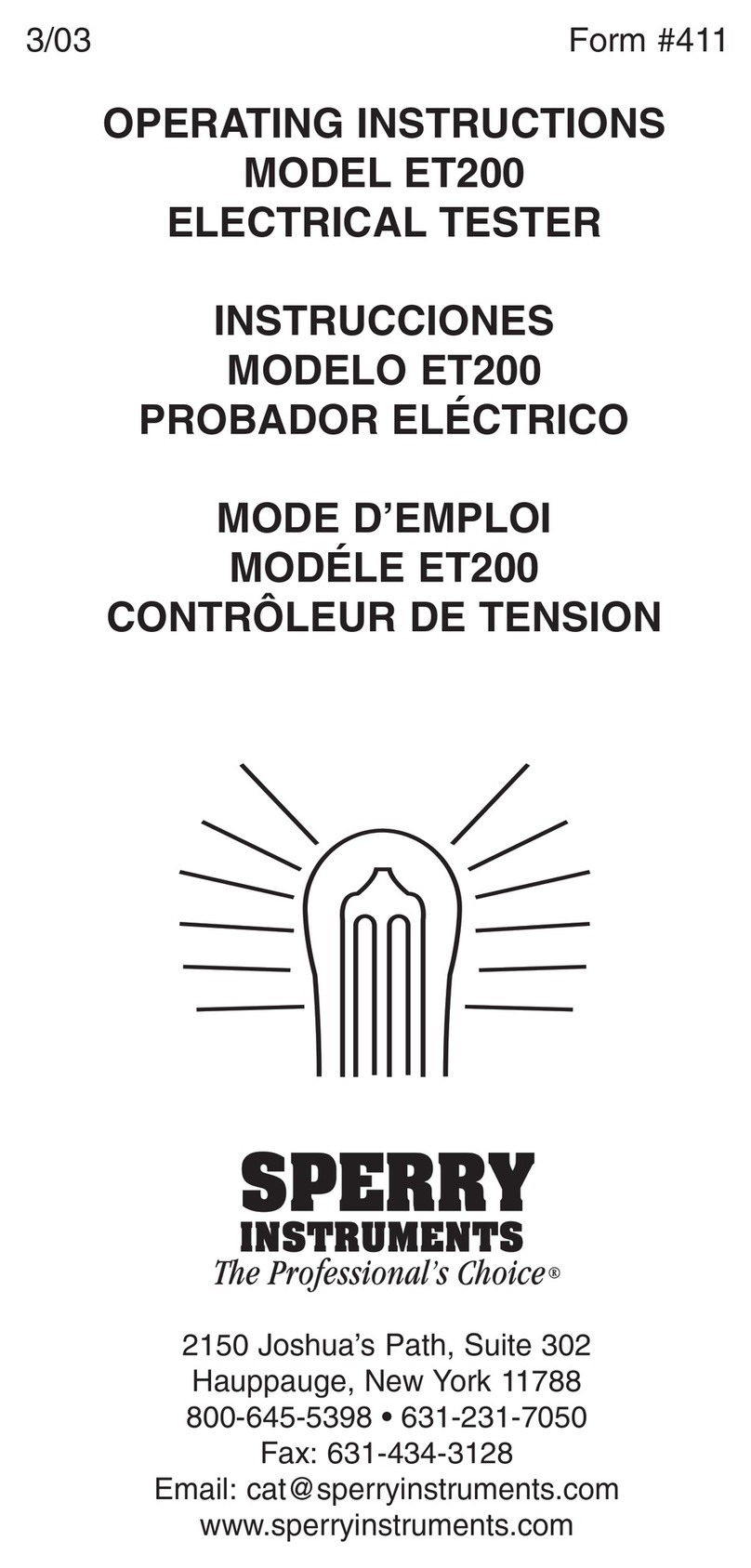Sperry instruments ET200 operating instructions