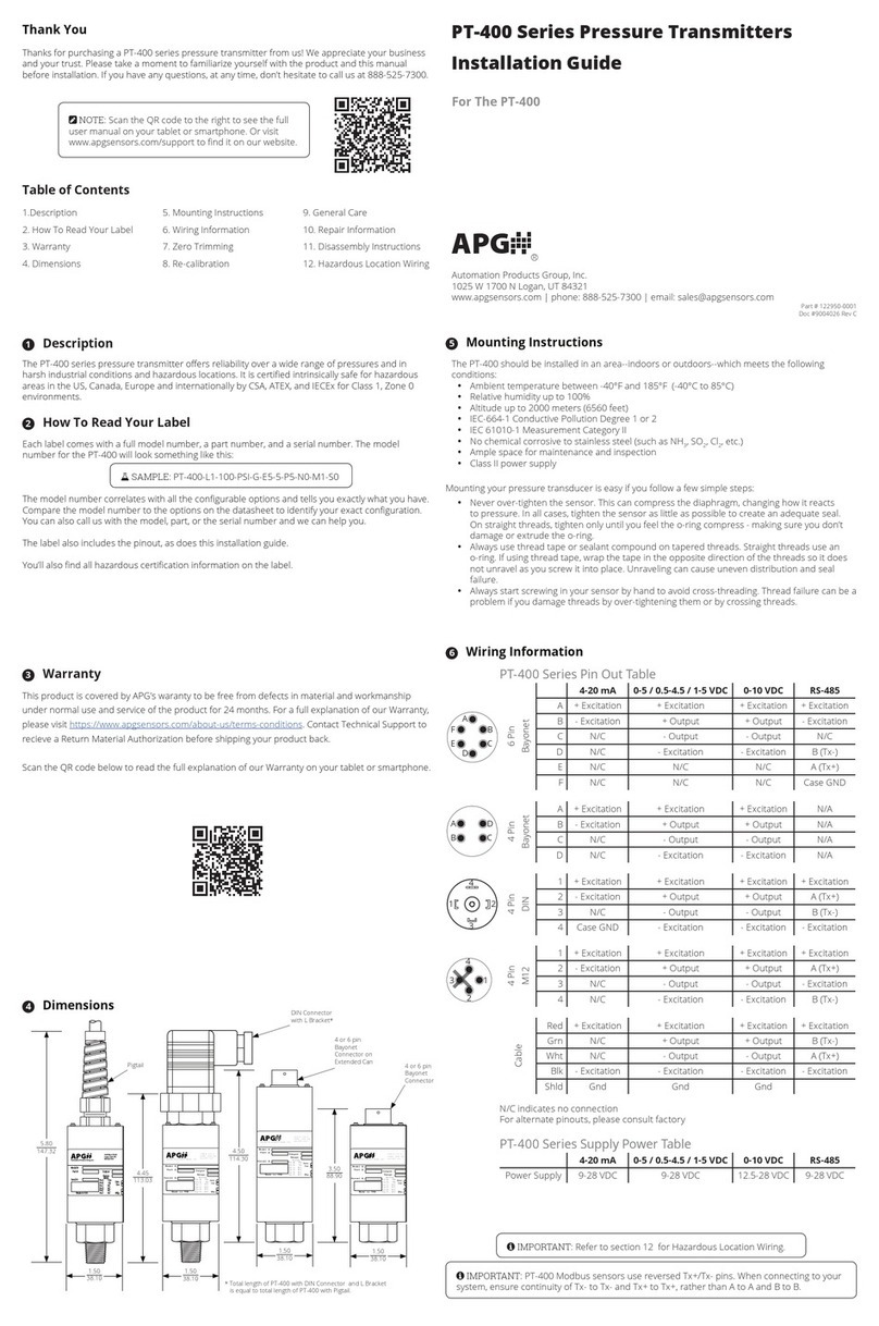 APG PT-400 Series installation guide