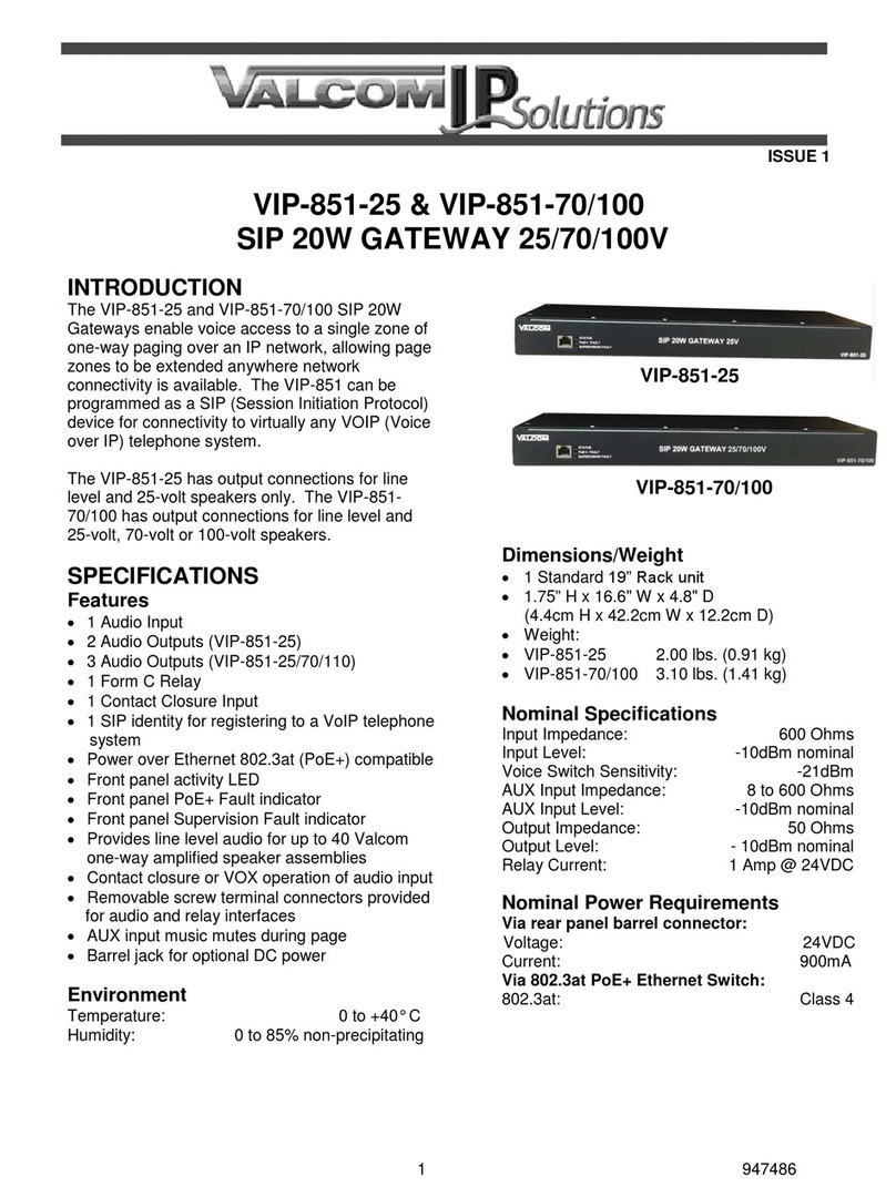 Valcom VIP-851-25 User manual