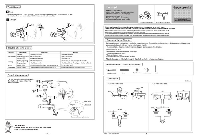 American Standard FFAS1411-601501BF0 Installation instructions
