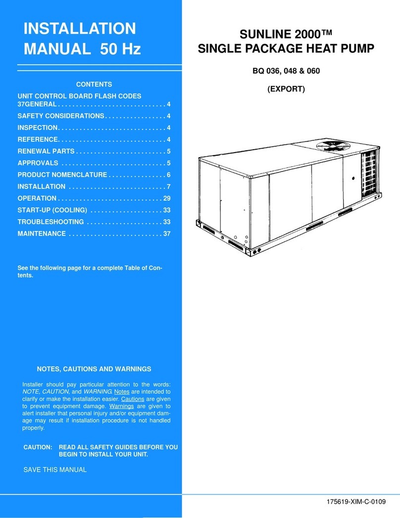 Johnson Controls Unitary Products SUNLINE 2000 BQ 048 User manual