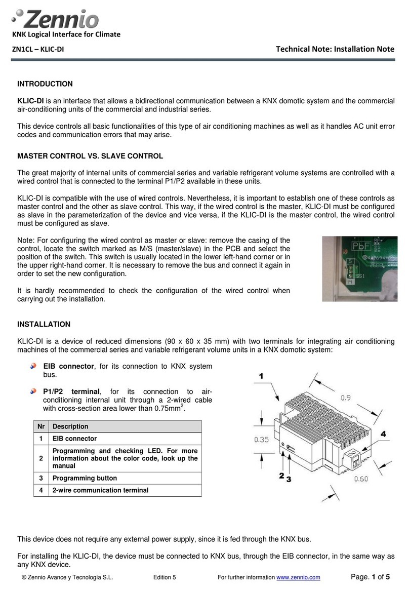 Zennio ZN1CL-KLIC-D Installation note