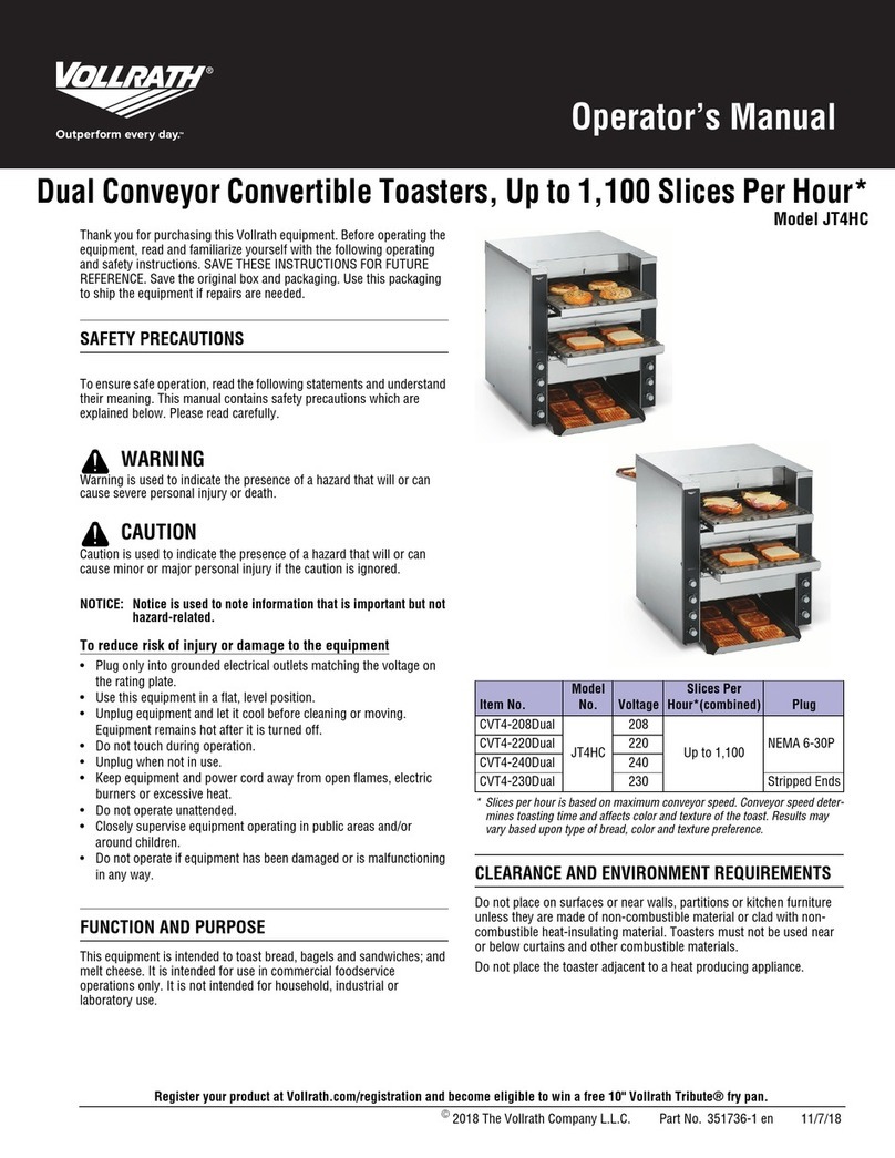 Vollrath JT2HC Operator's manual