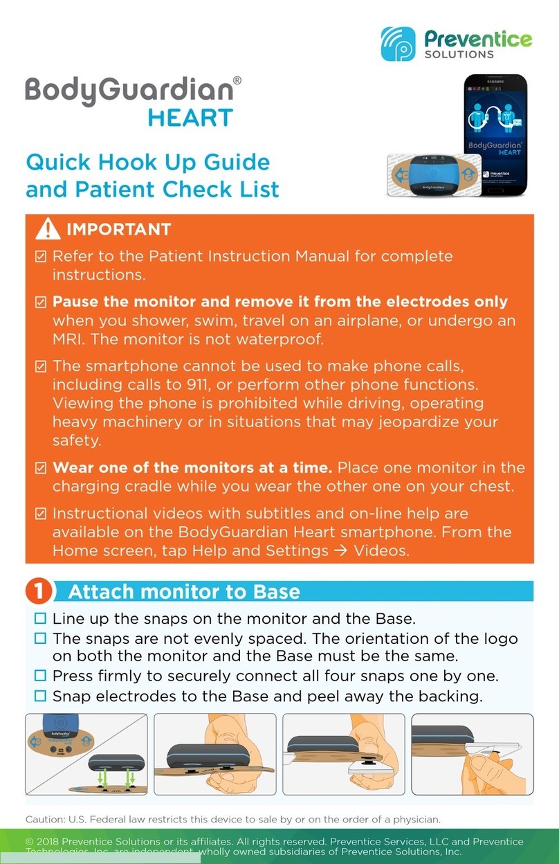 Preventice Solutions BodyGuardian Heart Quick hook up guide and patient check list