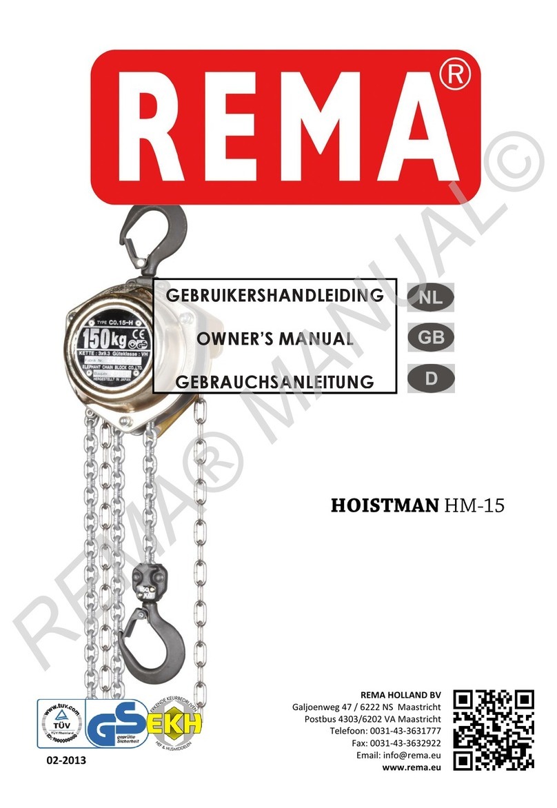 REMA Hoistman HM-15 owner's manual