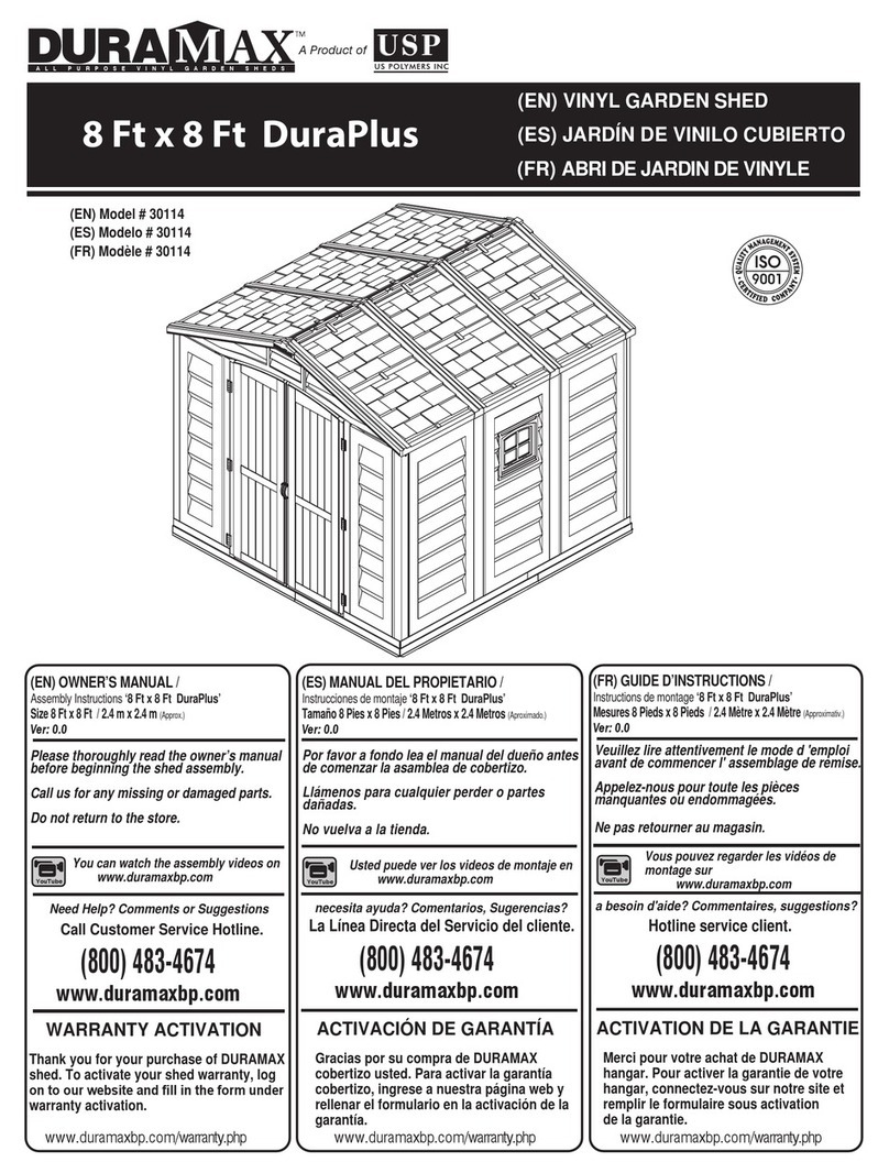 USP DuraMax 8 Ft x 8 Ft DuraPlus owner's manual