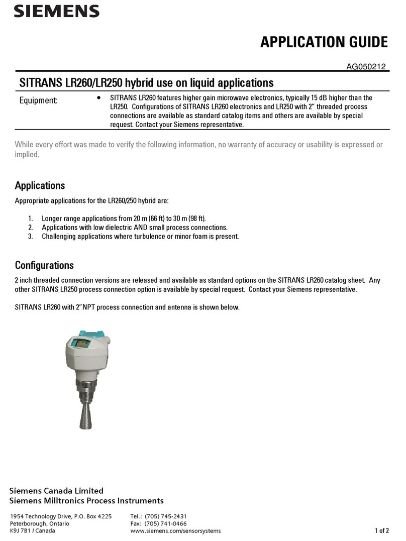Siemens SITRANS LR260 Application guide
