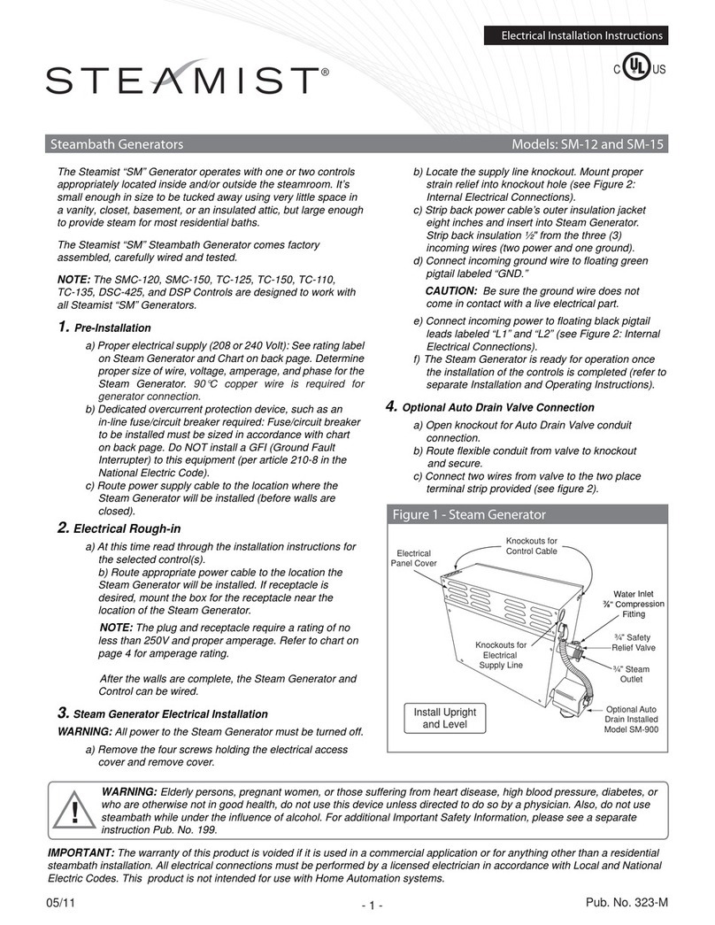 Steamist SM-15 Electrical installation instructions