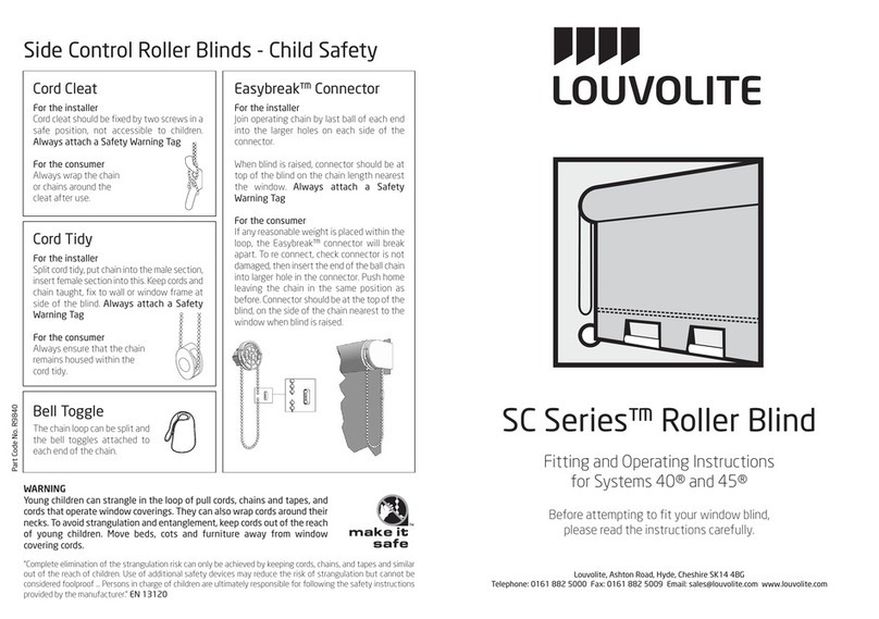 Louvolite SC Series Fitting and operating instructions