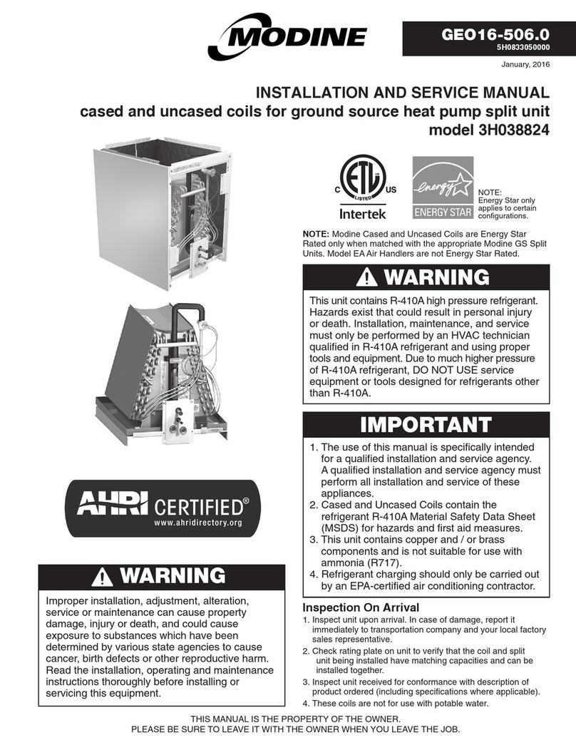 Modine Manufacturing 3H038824 Installation and service manual