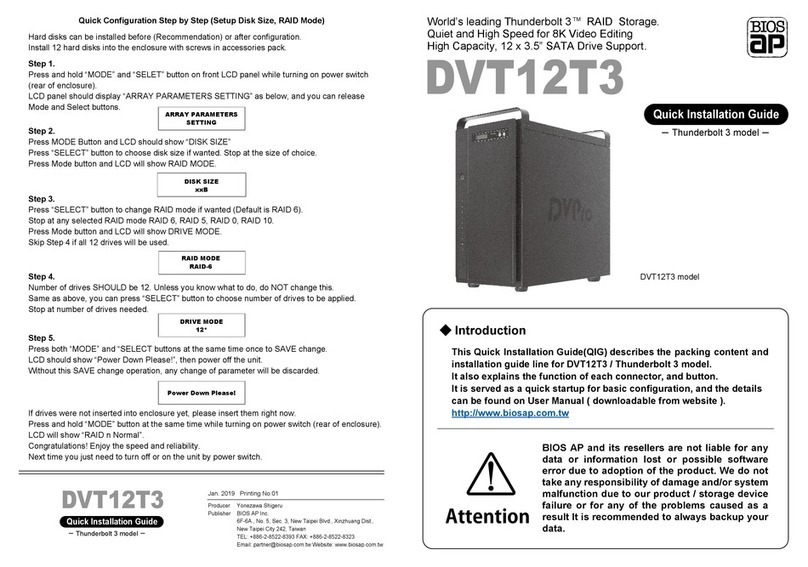 BIOS AP DVPro DVT12T3 Quick installation guide
