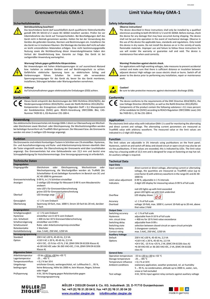 MÜLLER + ZIEGLER GMA-1 quick start guide
