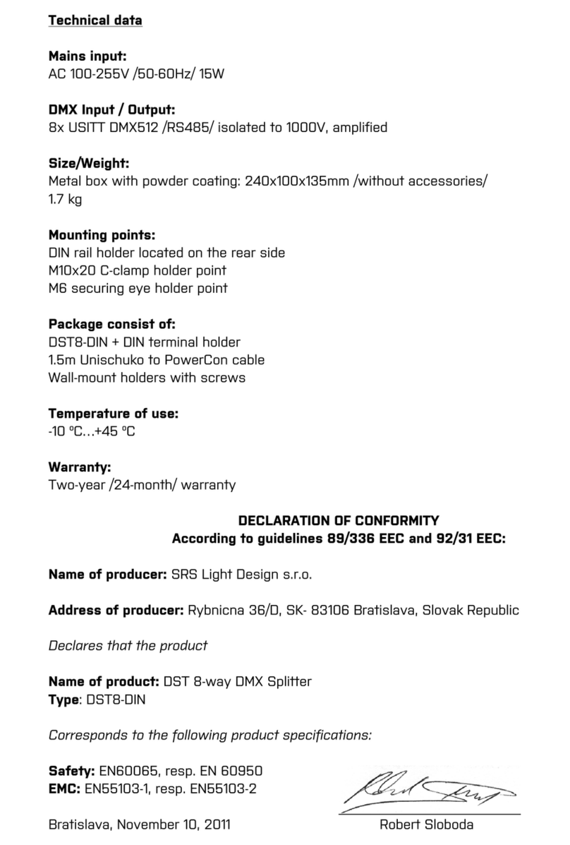 SRS Light Design DST8-DIN Series instruction manual