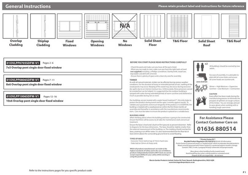 Mercia Garden Products 01OVLPP0705SDFW-V1 General instructions