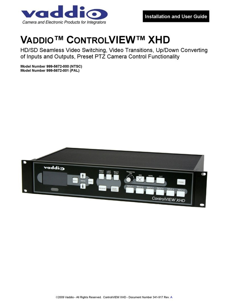 VADDIO CONTROLVIEW XHD User manual
