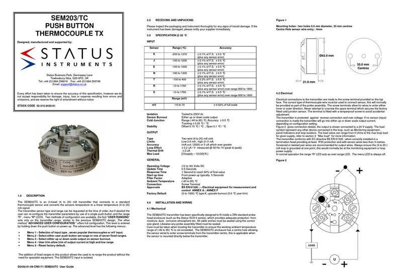 Status Instruments SEM203/TC User manual