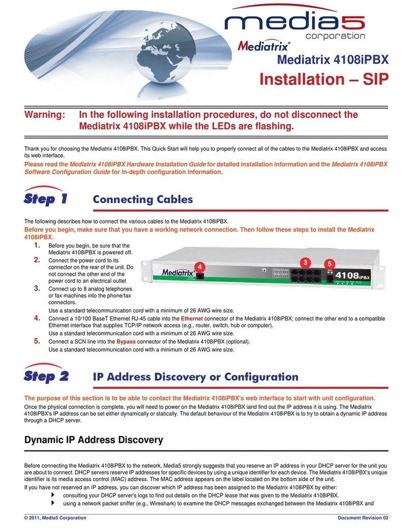 Media5 Mediatrix 4108iPBX Quick Start Booklet